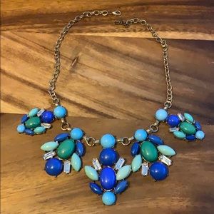 Beautiful blue/green & gold statement necklace